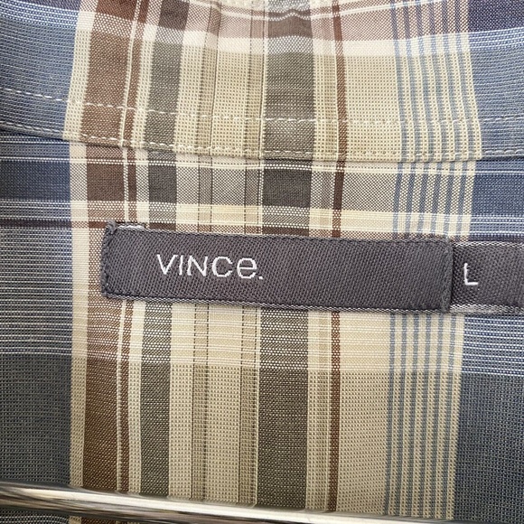 Vince Mens Long Sleeve Button Front Cotton Plaid Shirt Size Large - Picture 5 of 7